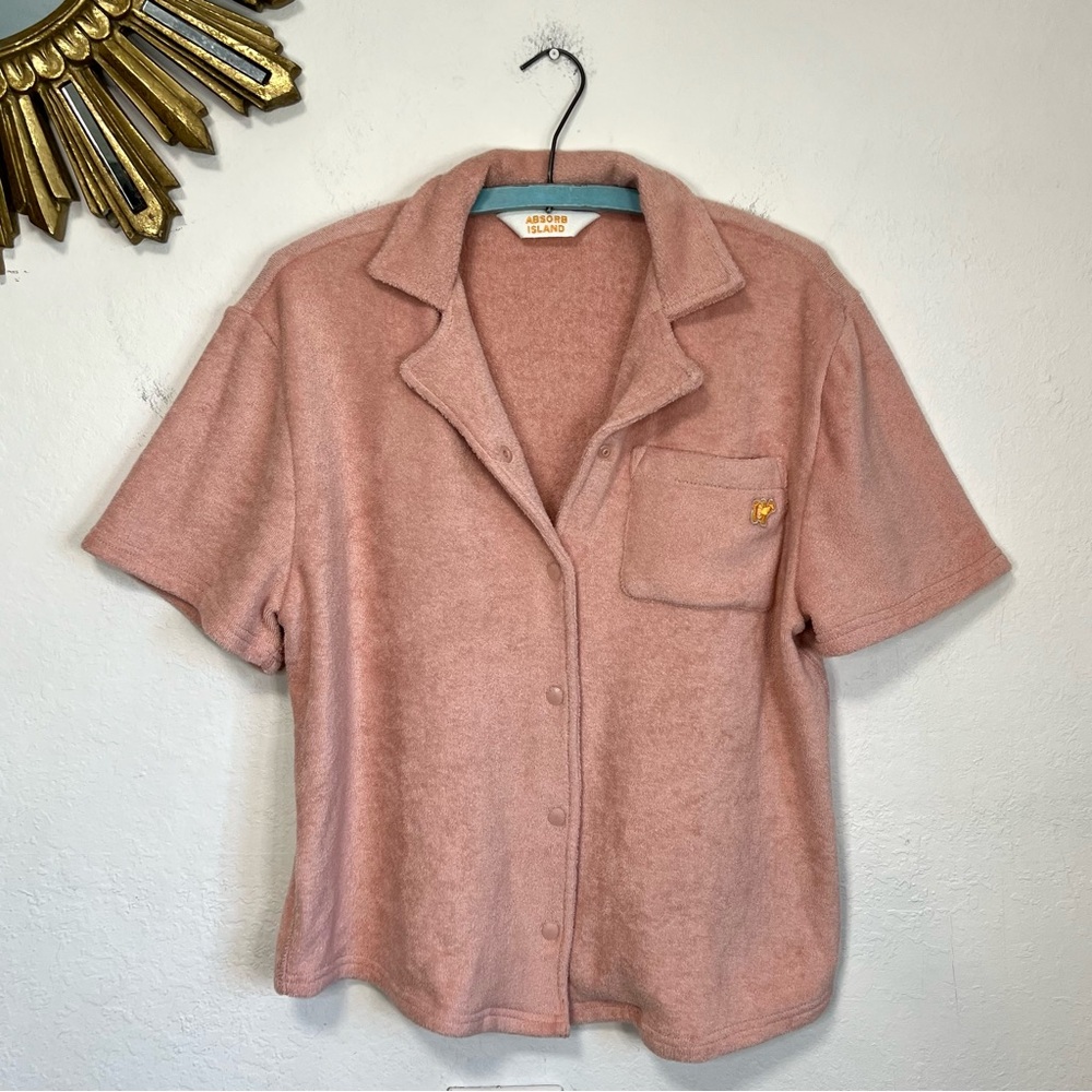 Absorb Island Short Sleeve Terry Button Up Shirt - Picture 3 of 14